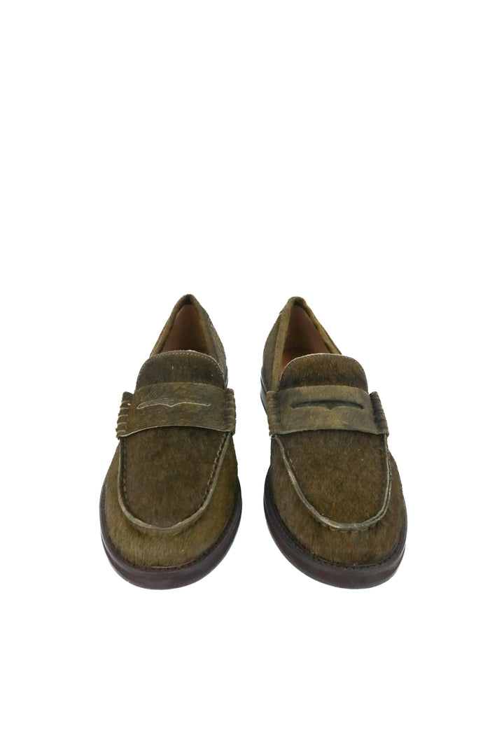 steve madden green cow leather loafers (9.5)