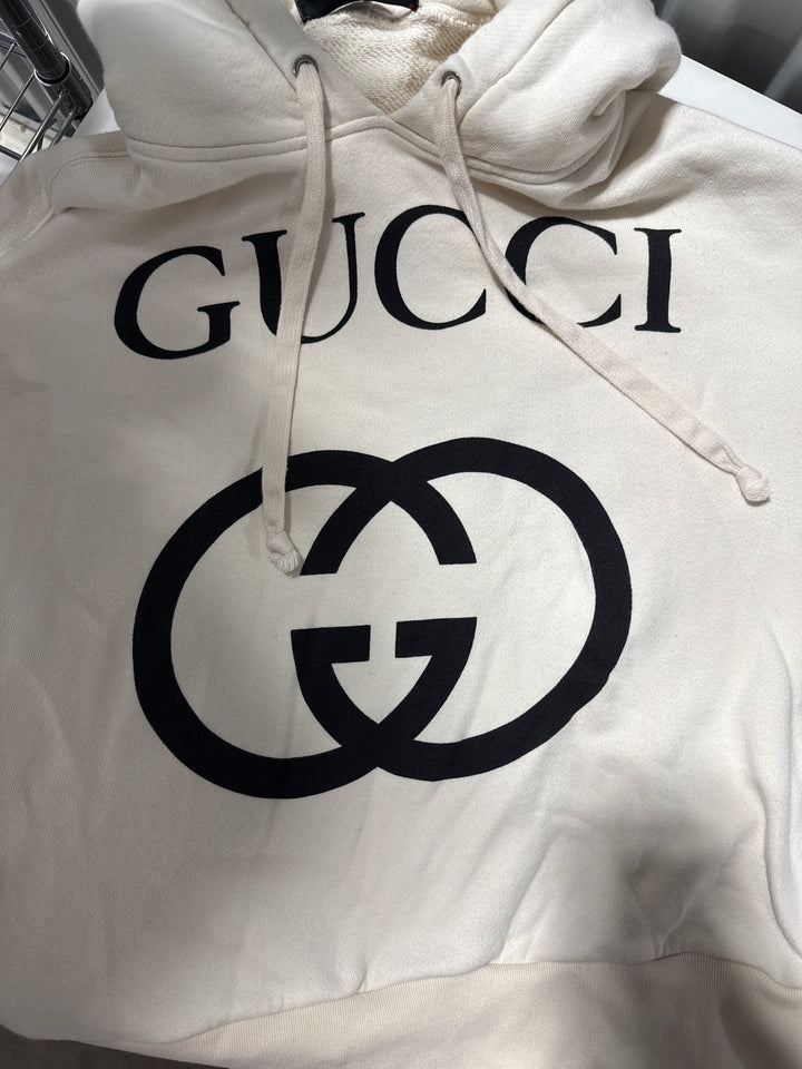 SOLD: Gucci Cream Logo Hoodie (S; retail $1,350)