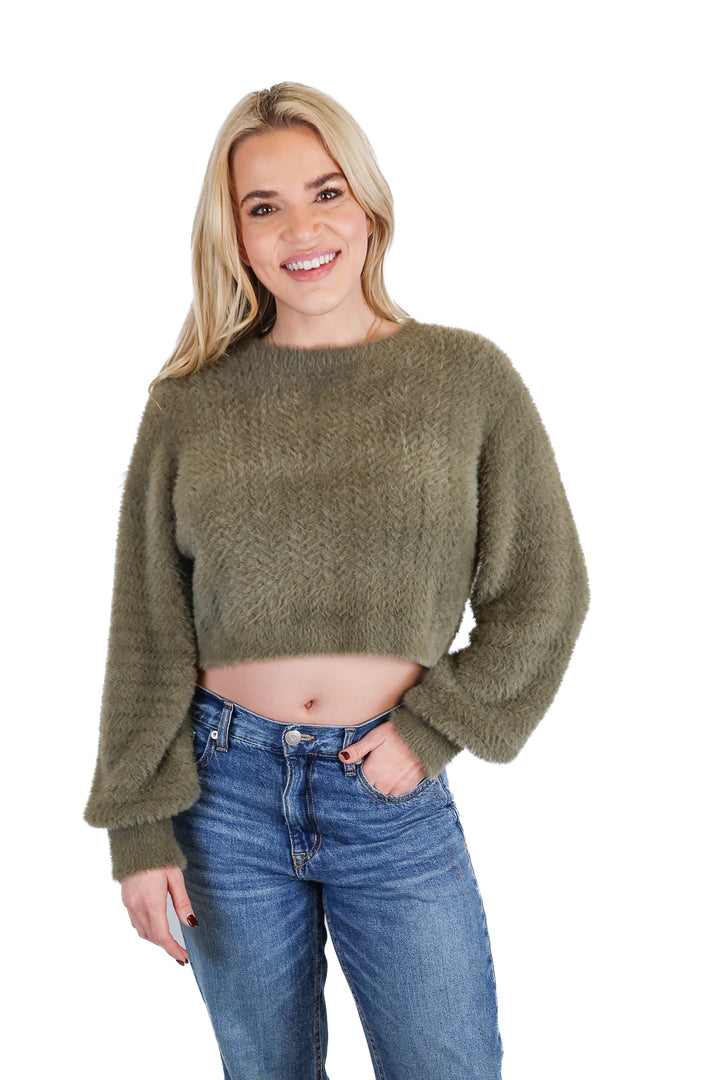Fab'rik olive green fuzzy sweater NWT (M; $92)