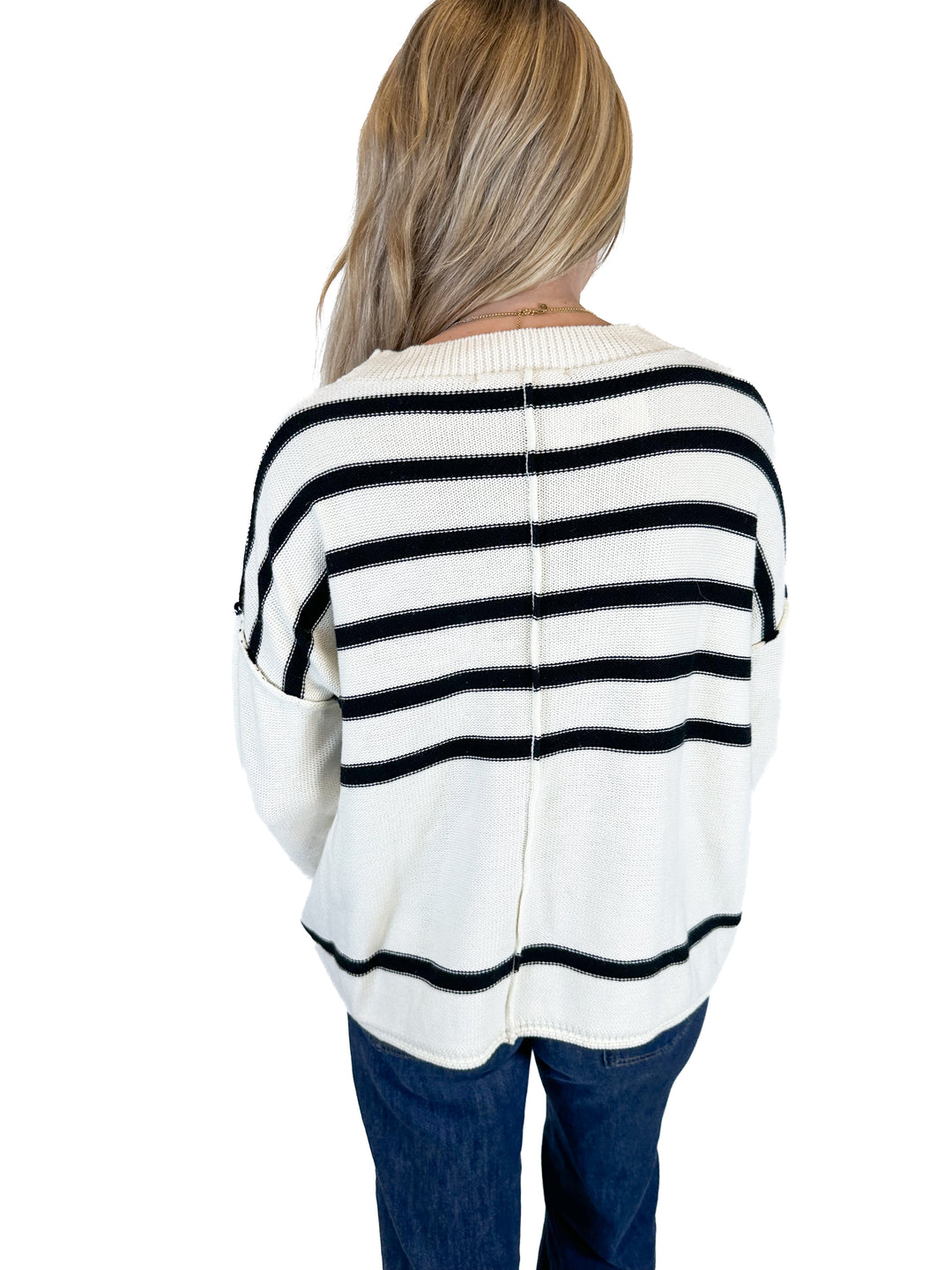 Lovestitch Cream & Black Stripe Sweater (S)
