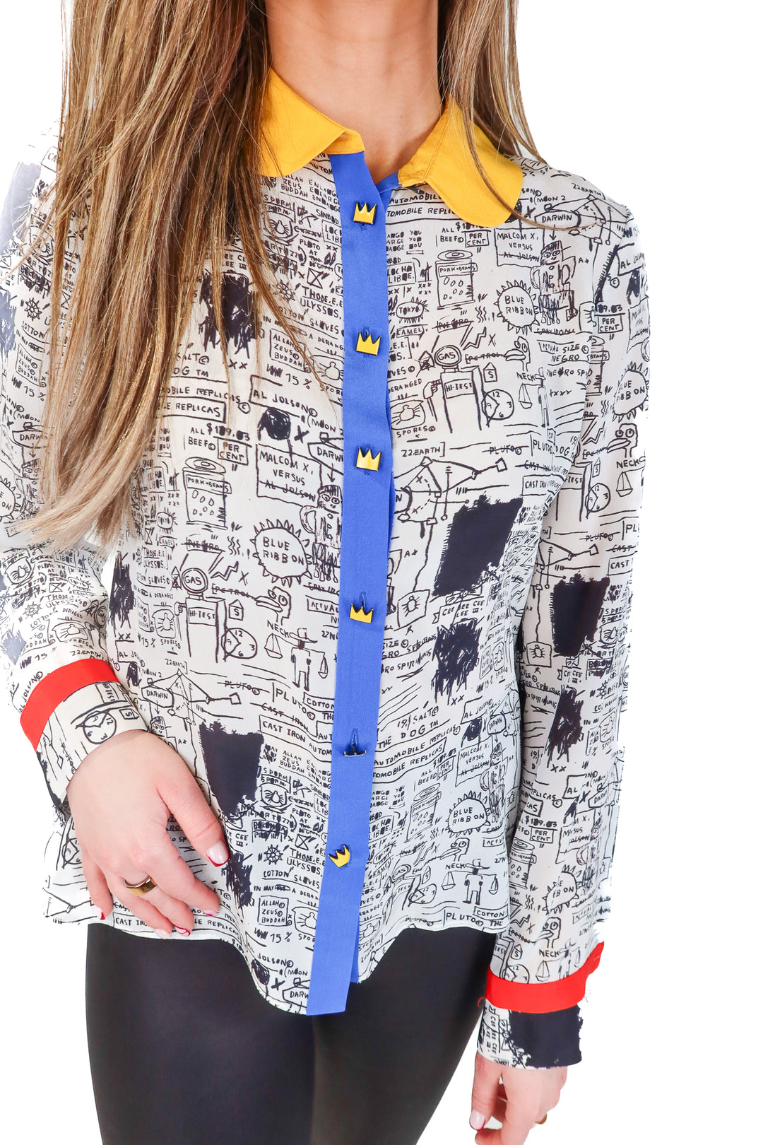 Alice + Olivia Basquiat Doodle Scribble Blouse (S; retail $395)