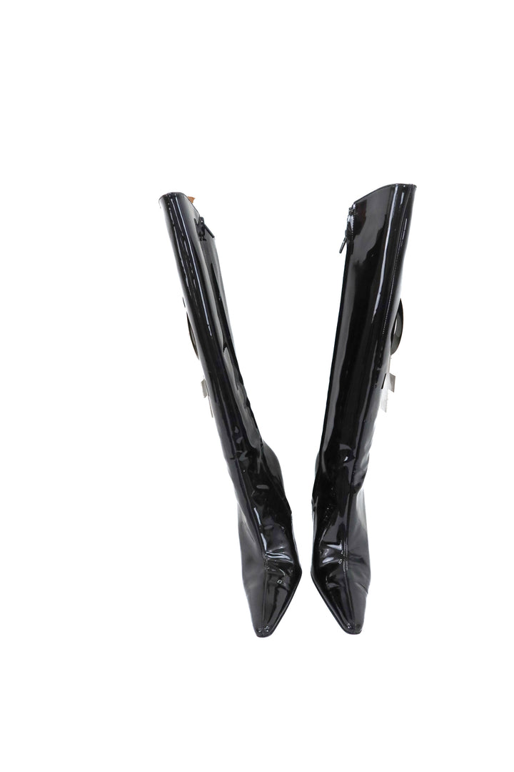 agent provocateur black patent tall boots (37; retail $800)