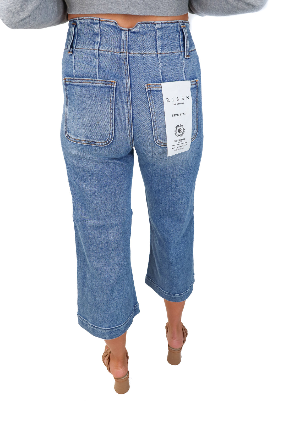 risen medium wash double button jean NWT (24; retail $69.90)