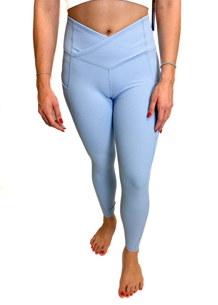 Light Blue Ribbed Leggings (XS)
