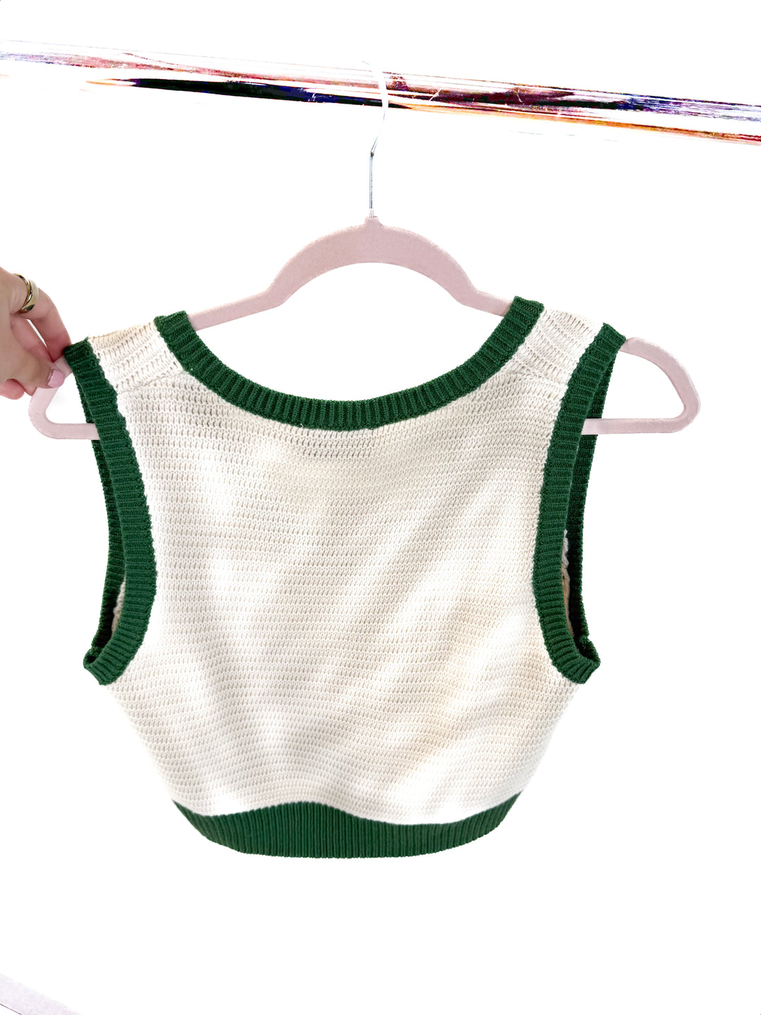 vici knit green/cream tank tank NWT (L; retail $48)