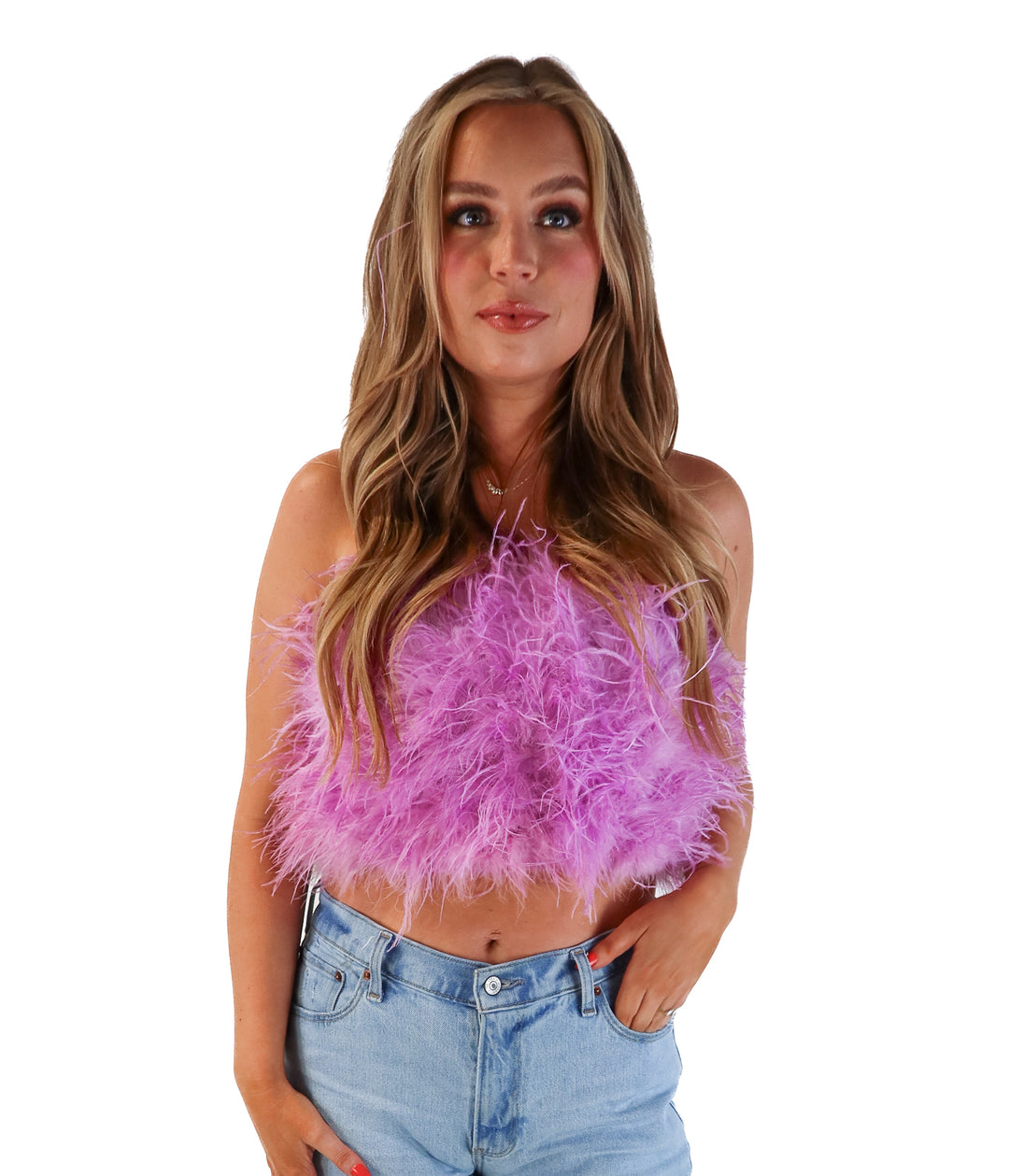 Buddy love purple feather top NWT (s; retails for $72)