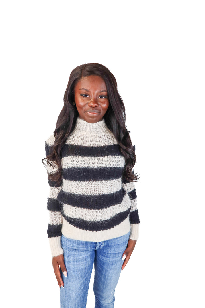 Forte Forte Cream/Black Stripe Mohair Sweater NWT (Size 0; Retail $488)