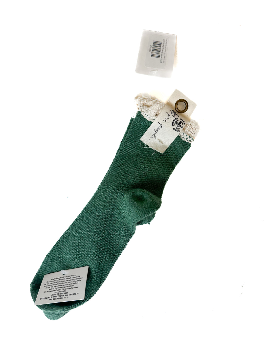 Free People Green Socks with Lace Trim NWT (O/S)