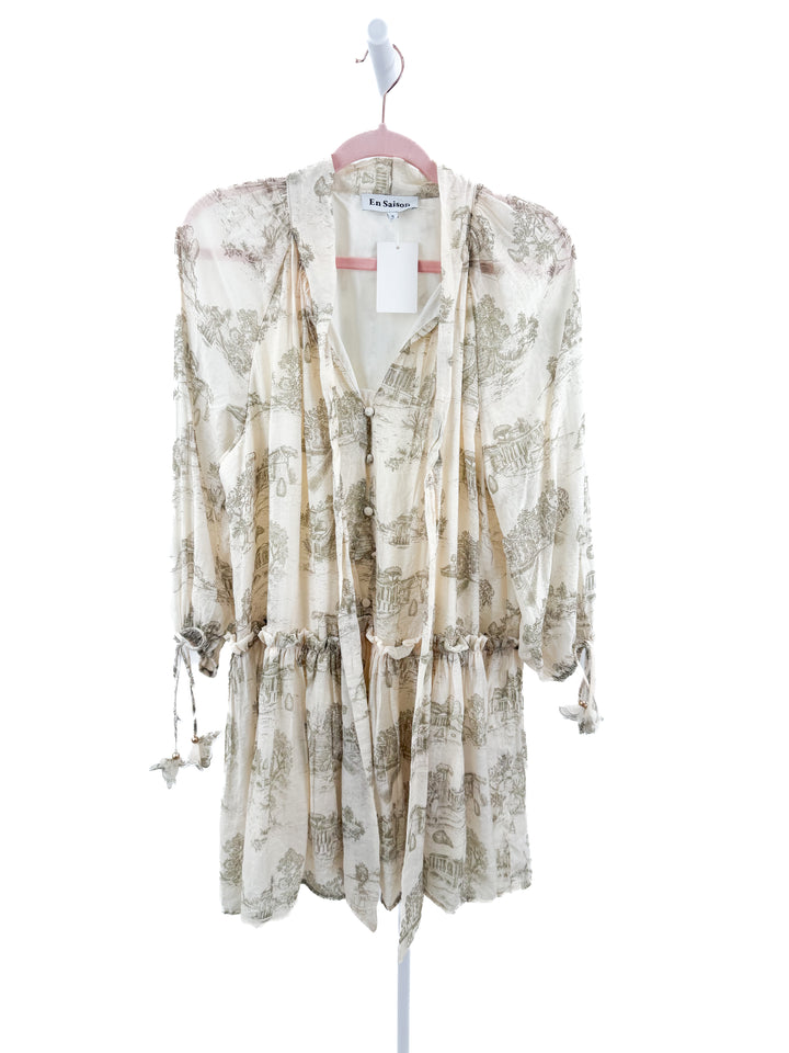 en saison green vintage style dress (s)