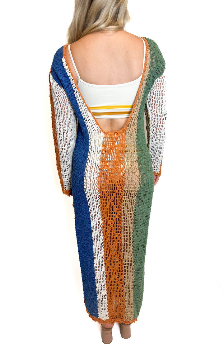 Mahila for Anthropologie Multicolored Knit Maxi Cover-Up NWT (XS; retail $158)