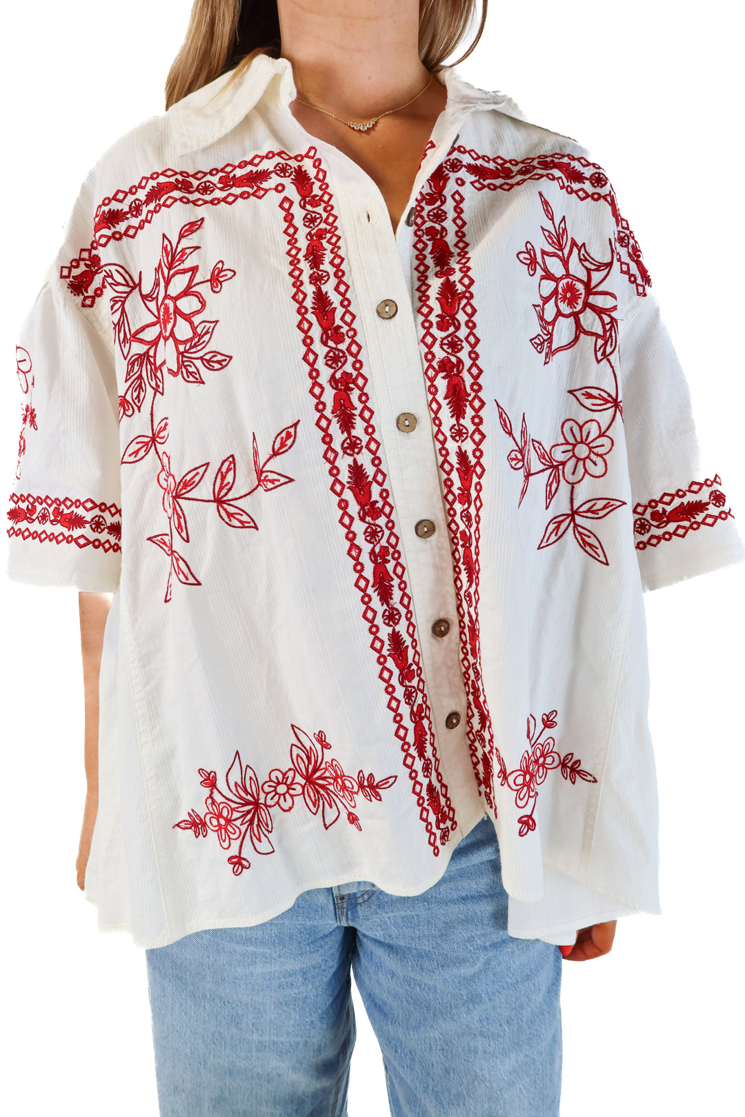 We the Free Floral Embroidered Shirt NWT (M; retail $228)
