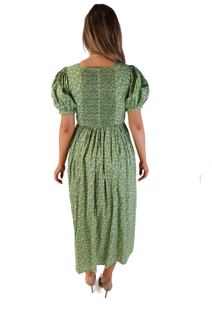 R.Vioimos green floral maxi dress (s/m)