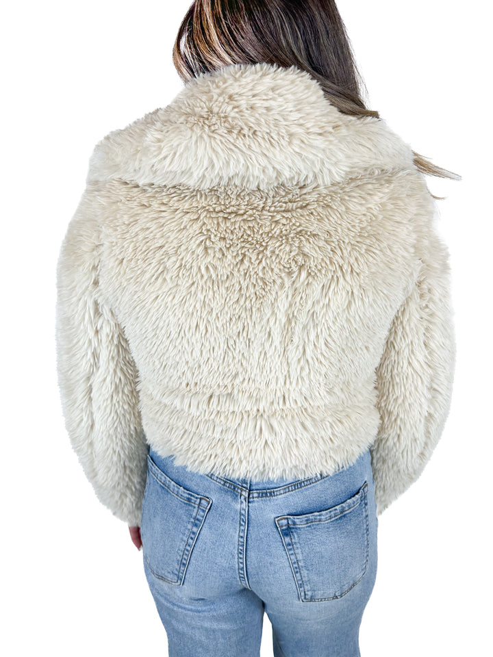 Abercrombie Zip Up Faux Fur Jacket NWT (S; retail $160)