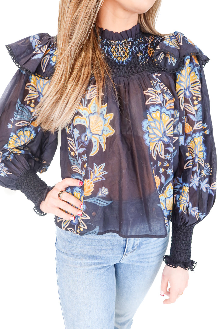 Farm Rio Floral Blouse NWT (xs; retail $198)