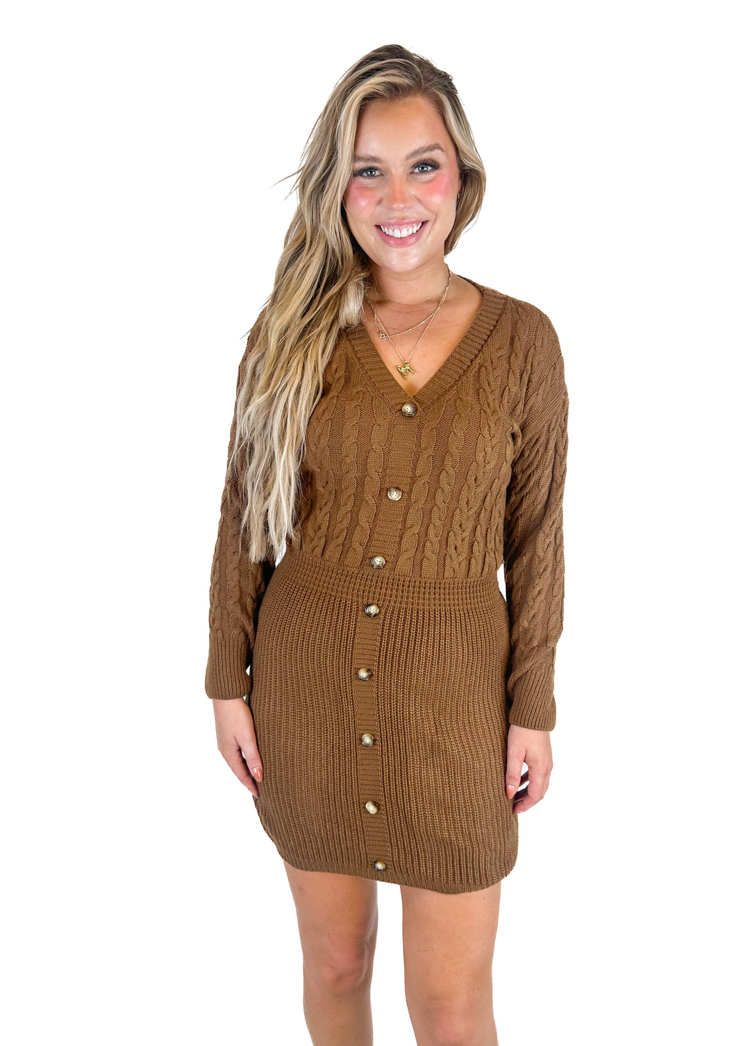 Brown Cable Knit Dress (M)