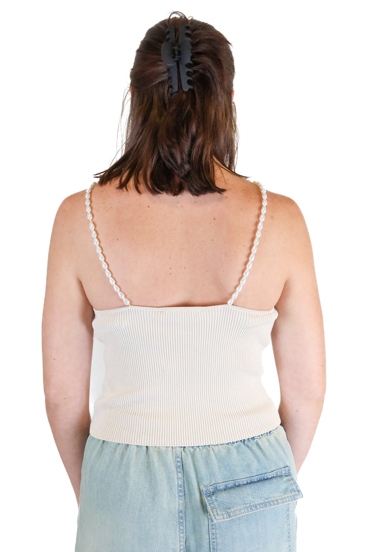 House of Harlow Beige Pearl Strap Tank NWT (M: Retail $125)