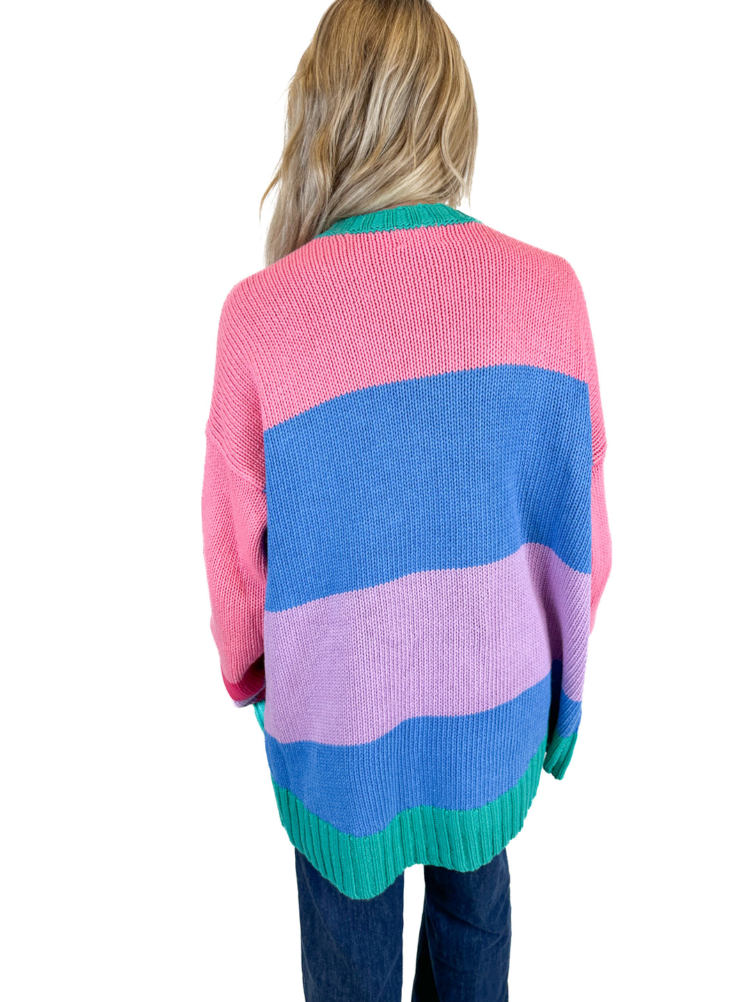 Show Me Your Mumu Pink Color Block Ski Sweater (S)