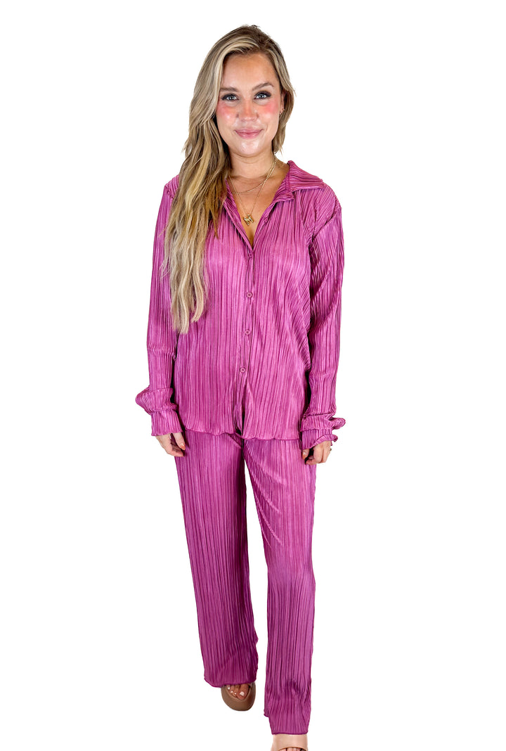 Fashion Nova Pink Shirt and Pants Set (M)