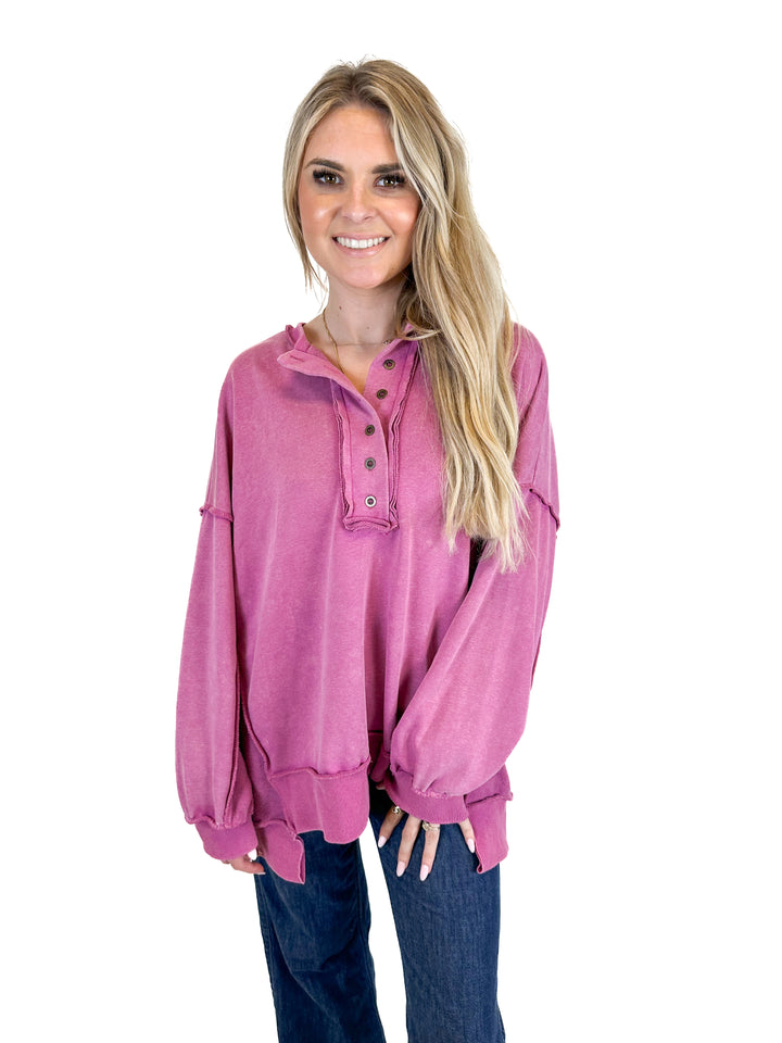 Peach Love Raspberry Oversized Sweatshirt (S)