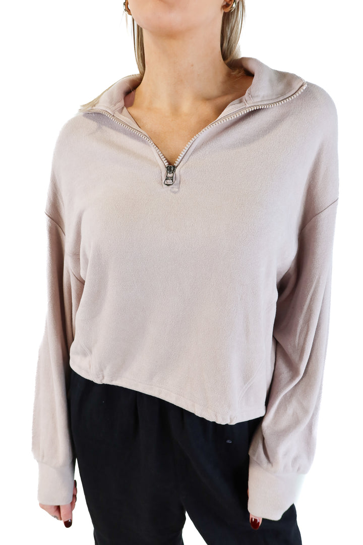 Varley Beige Quarter Zip Pullover (M; retail $158)