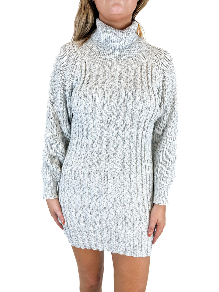 Petal & Pup Blue and White Marled Knit Dress (L)