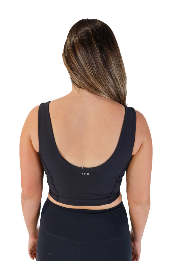 YPB black corset sports bra