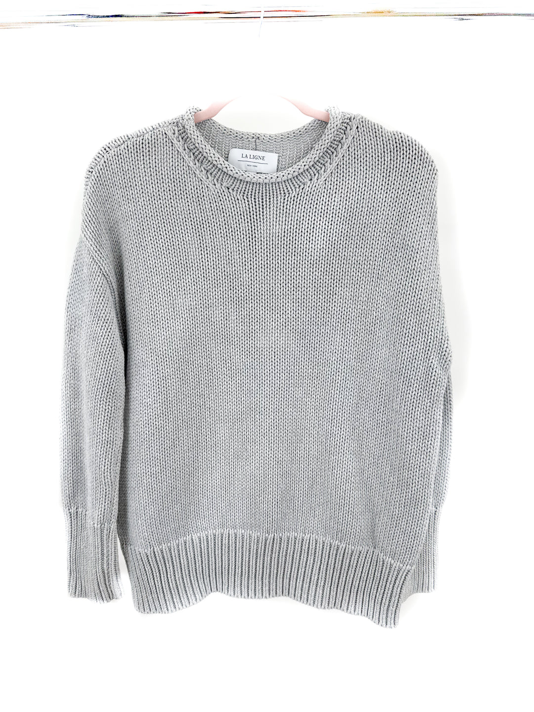 La Ligne Cotton Solid Marina Sweater in Light Grey (M; retail $250)