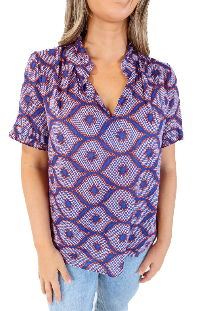 Banjanan Printed Cotton Voile Top (L; retail $225)