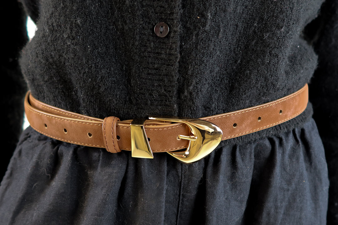 Brown/gold leather belt