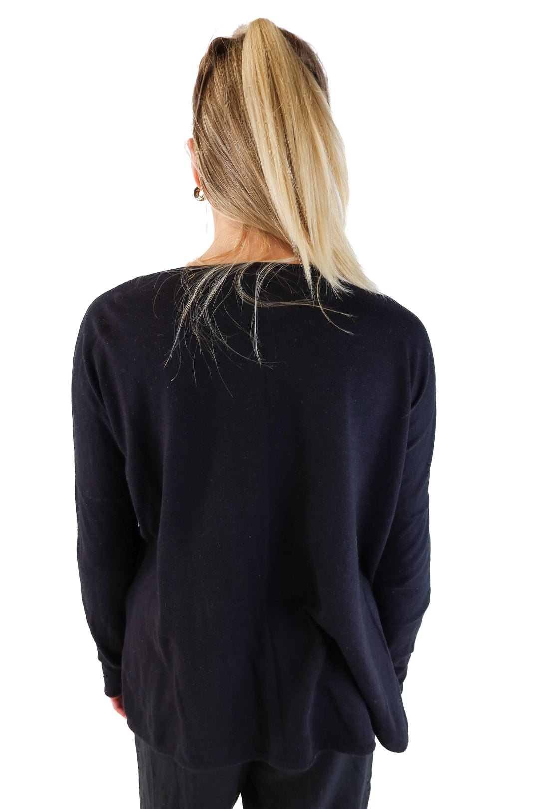 Vince black lightweight knit long sleeve top (M; retail $90)