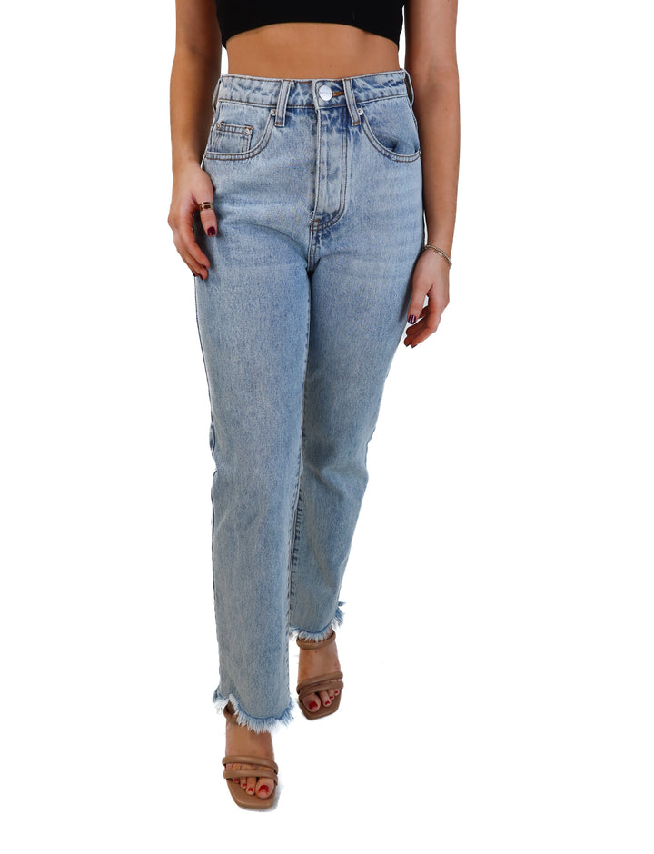 Superdown light wash straight leg jeans (26; retail $88)