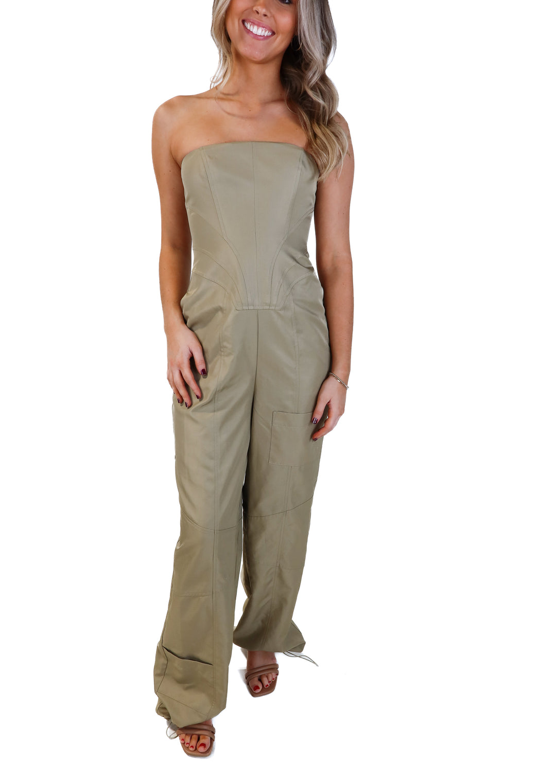 Lovers and friends green strapless jumpsuit NWT (xs; retail $218)