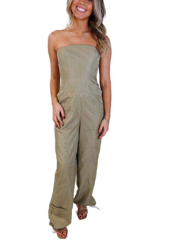Lovers and friends green strapless jumpsuit NWT (xs; retail $218)