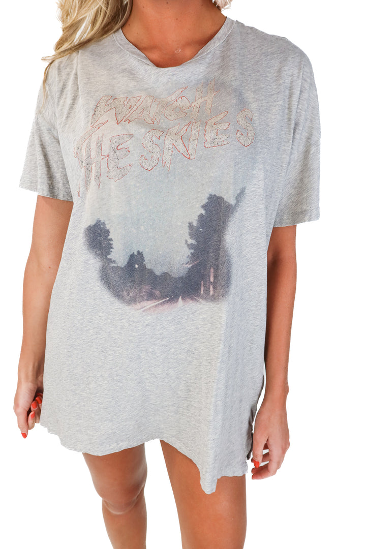 AllSaints Grey "Watch The Skies" Oversized Tee (XS/S)