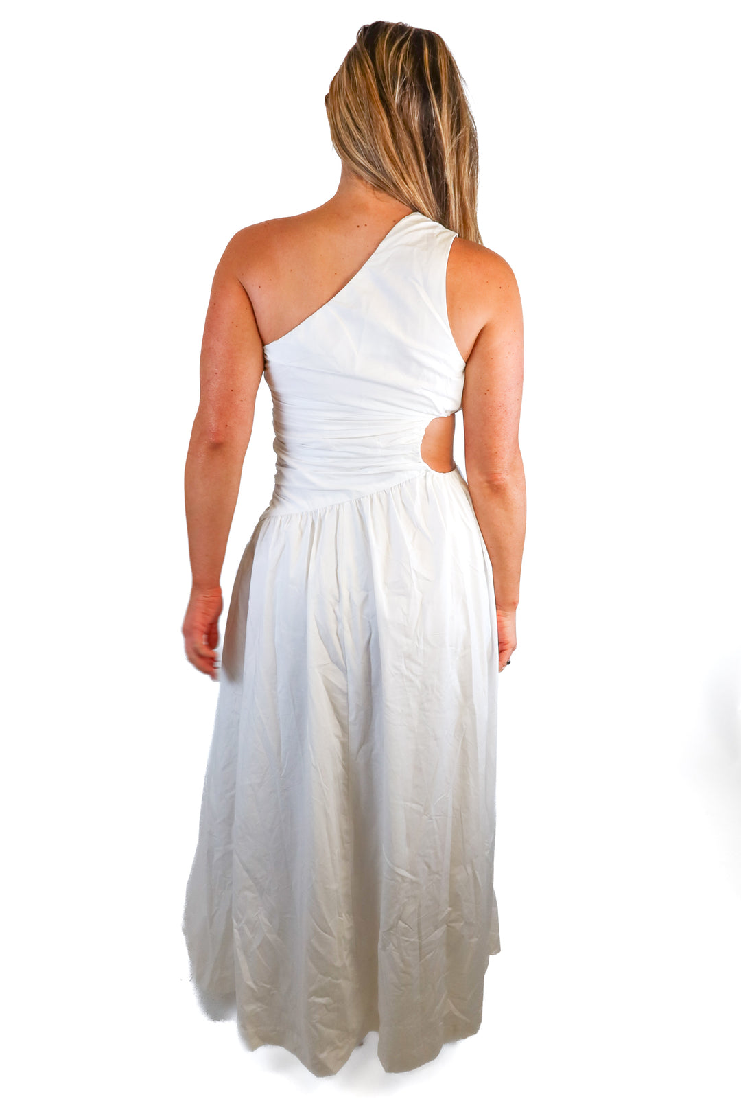 Abercrombie White One Shoulder Side Cutout Poplin Dress (S)