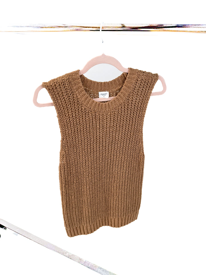 Abercrombie & fitch brown knit sleeveless top (m)