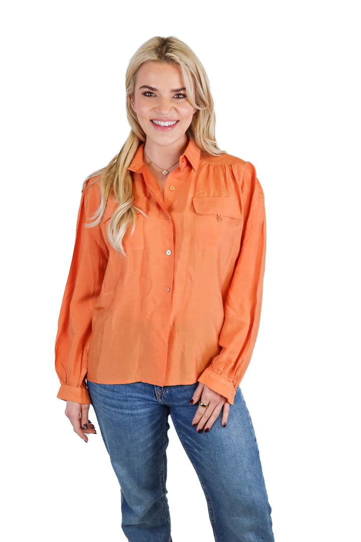 Al'son orange long sleeve button down (S)*