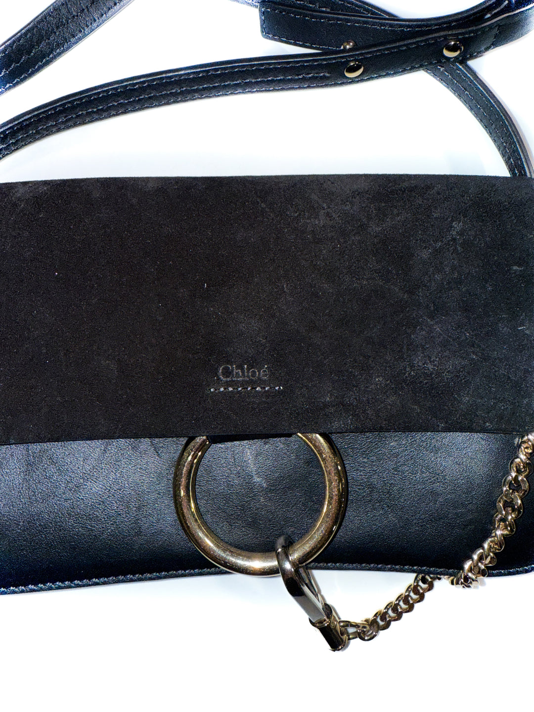 chloe faye small black leather/suede bag (retail $1,390)