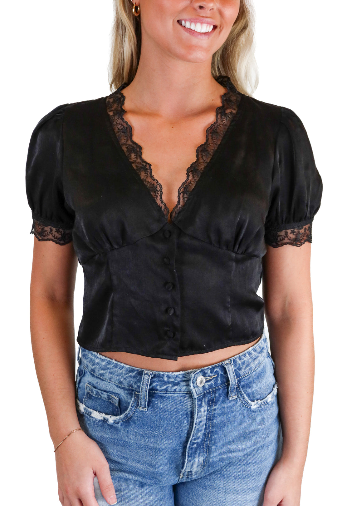 forever21 black lace bodice top (s)