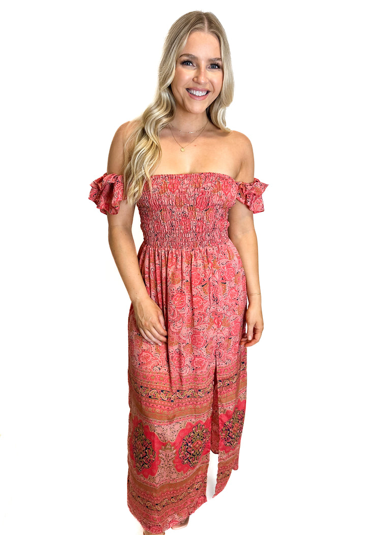 Raga Pink Printed Maxi Dress (XS)