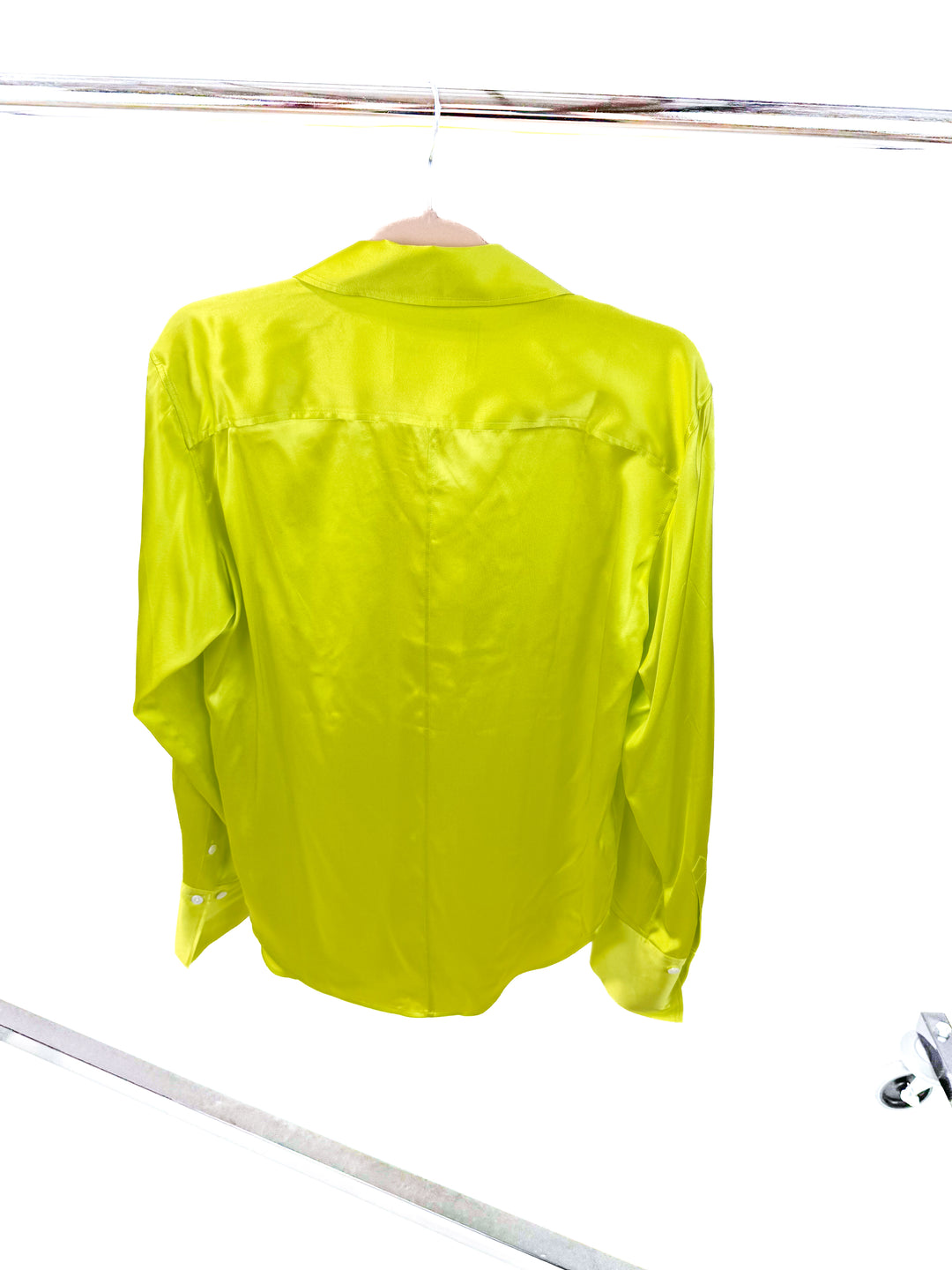 frame silk chartreuse button up shirt NWT (s; retail $398)