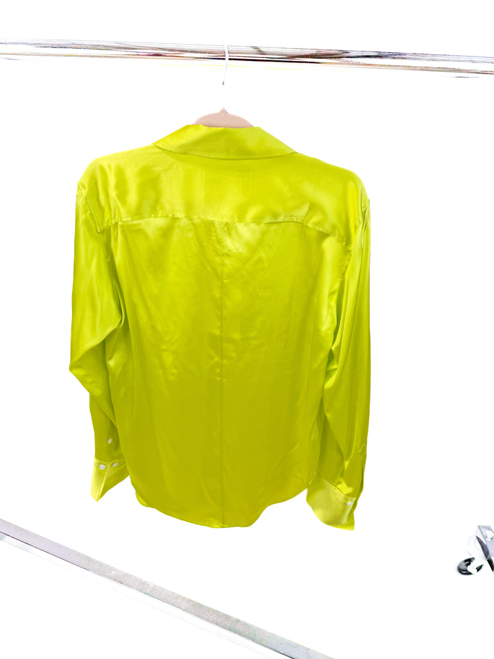 frame silk chartreuse button up shirt NWT (s; retail $398)