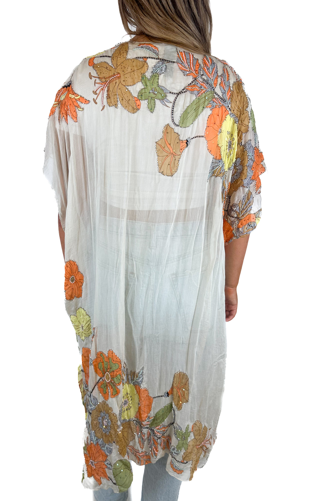 Arrata Floral Beaded Kimono (O/S)