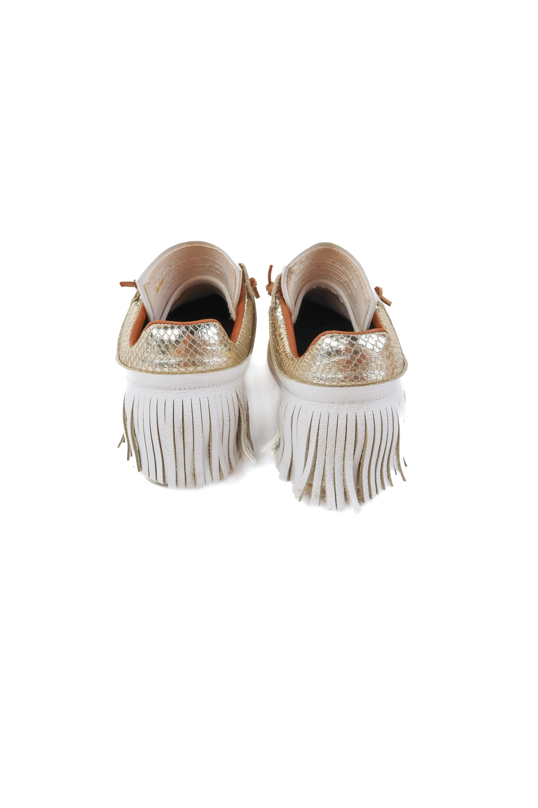 esse ut esse white fringe sneakers (39; retail $395)