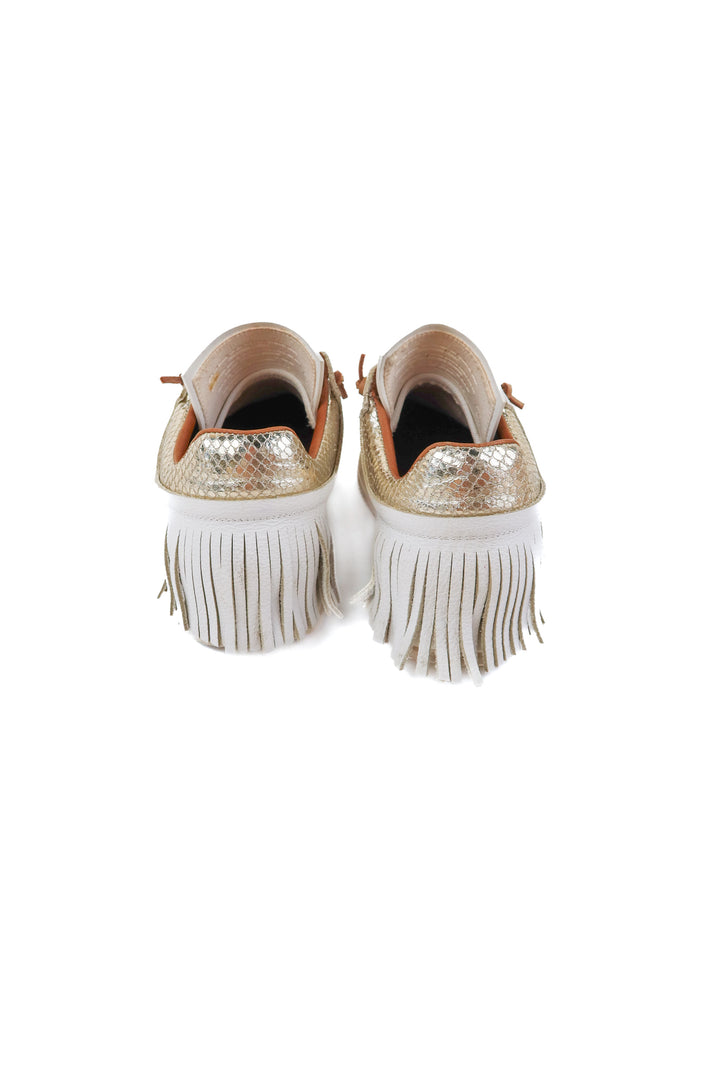 esse ut esse white fringe sneakers (39; retail $395)