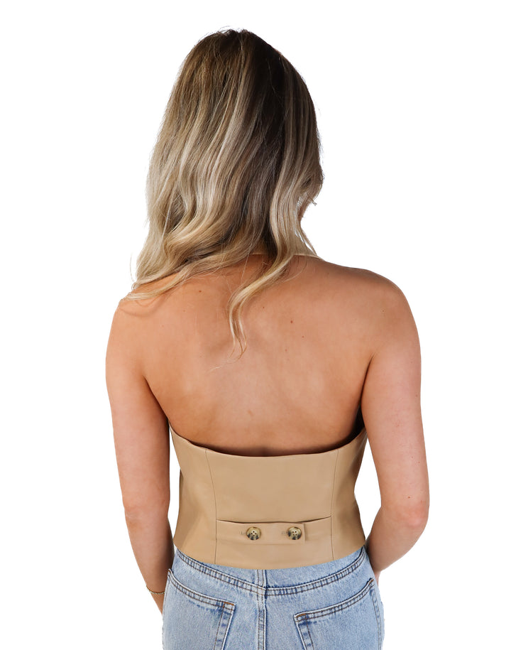 Song of style leather backless blazer halter top (s*)