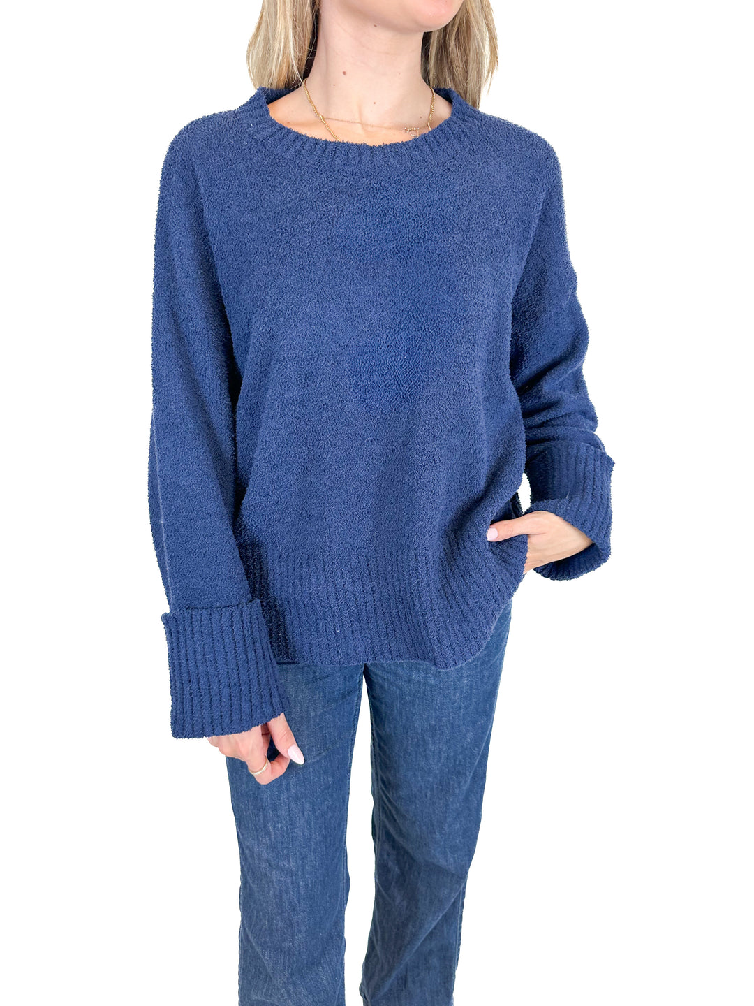 Navy Super Soft Crewneck Sweater (S)
