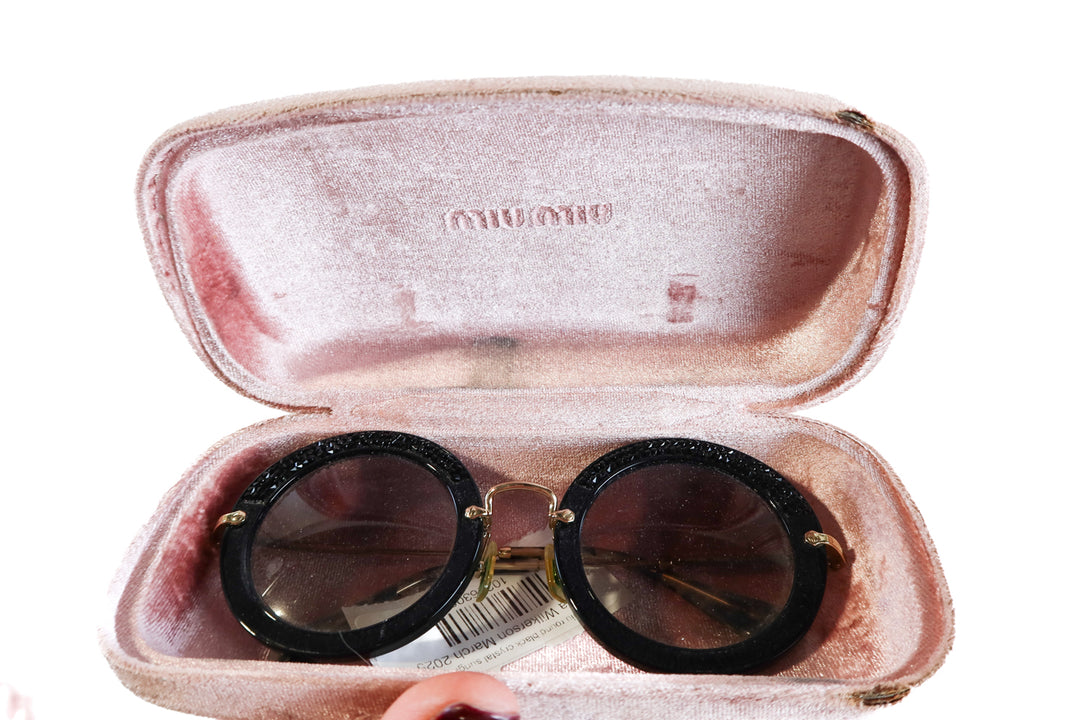 Miu miu round black crystal sunglasses (retail $418)