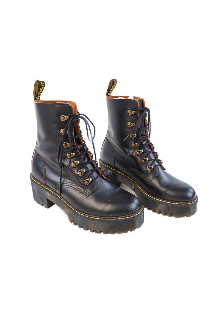 Dr.Marten black heeled boots (8; retail $180)