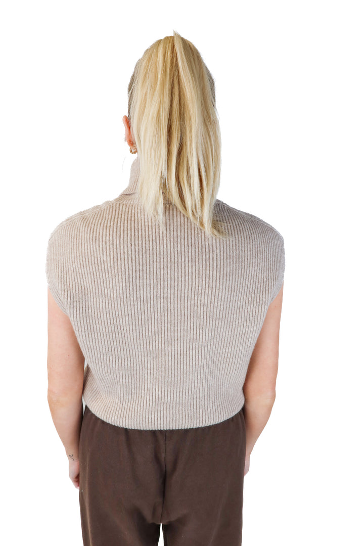 Wayf light taupe mock neck sweater NWT (M)
